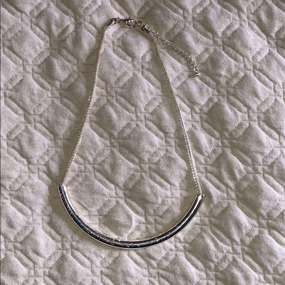 Silver Necklace - Curved Bar